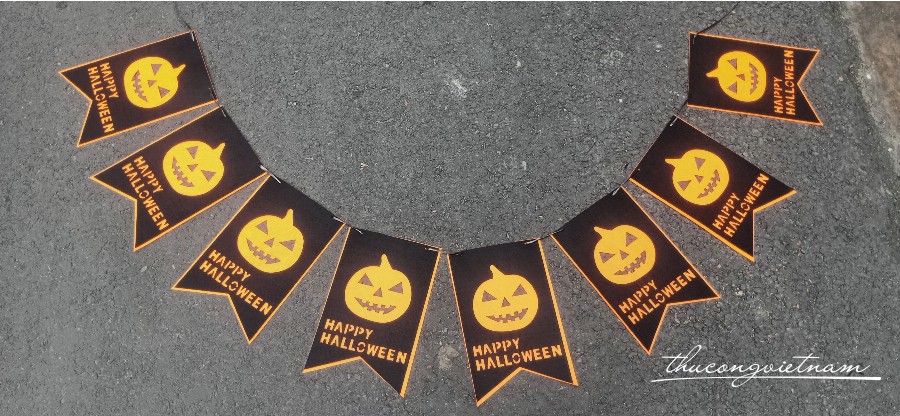 Dây đuôi cá Halloween vải nỉ - Happy Halloween Bí ngô